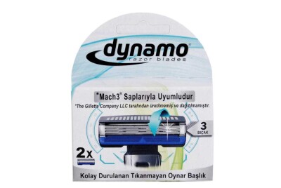 Dynamo 3 Bıçaklı Mach 3 Uyumlu Sistem Tıraş Bıçağı 2'li Yedek - 1