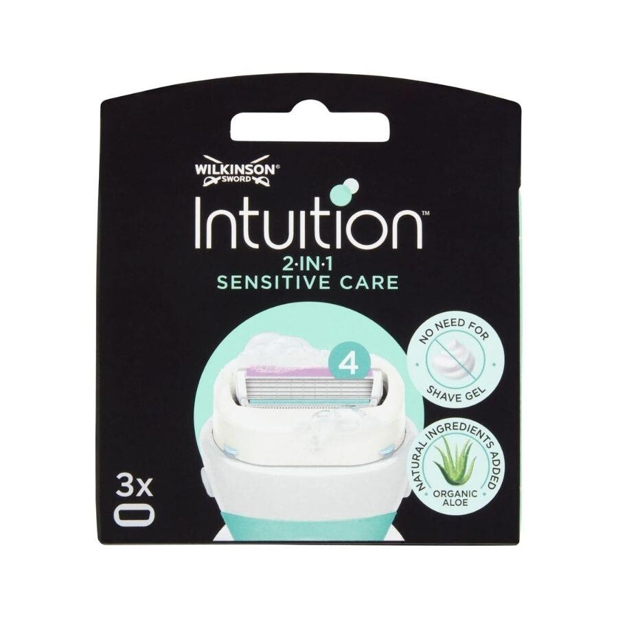 Wilkinson Sword Intuition 2 in 1 Sensitive Care Kendinden Sabunlu 4 Bıçaklı Kadın Tıraş Bıçağı 3 Yedek Kartuş - 1