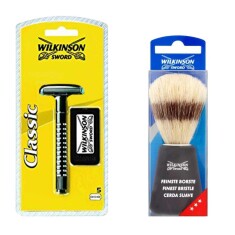 Wilkinson Sword Klasik Tıraş Bıçağı Makinesi, 5 Yedek Bıçak ve Tıraş Fırçası - Wilkinson Sword