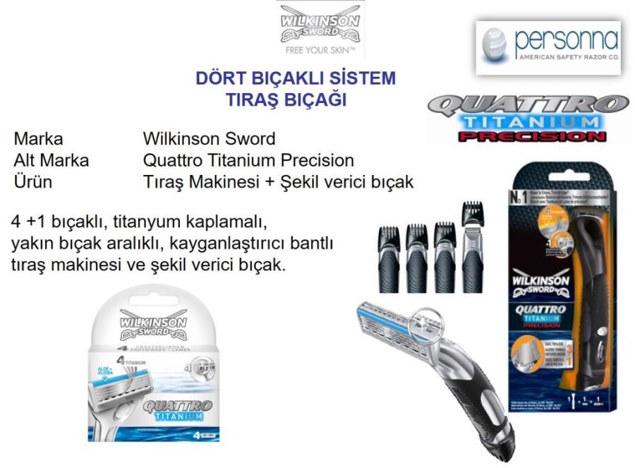 Wilkinson Sword Quattro Titanium Sensitive 2 Yedek Kartuş Toptan - Koli İçi: 10 Adet - 4