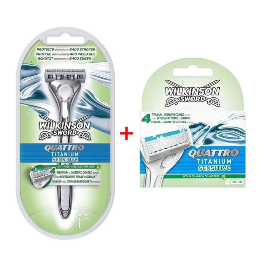 Wilkinson Sword Quattro Titanium Sistem Tıraş Bıçağı Ve 1 Adet Yedek Başlık - 1